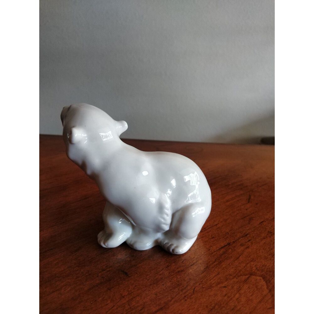 Damage* Vintage Lomonosov Porcelain (LFZ) Polar Bear Figurine 4.5" White - Picture 6 of 11
